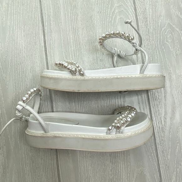 Aje Women's White Neo Pearl Embellished Platform Sandals Size 6 / 37 $275 - Picture 6 of 12